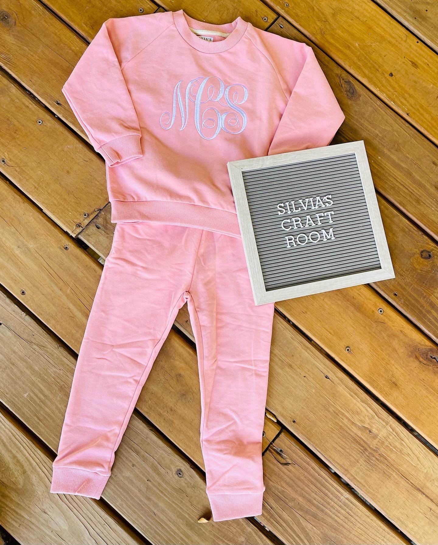 Pink Toddler Embroidered Jogger Set
