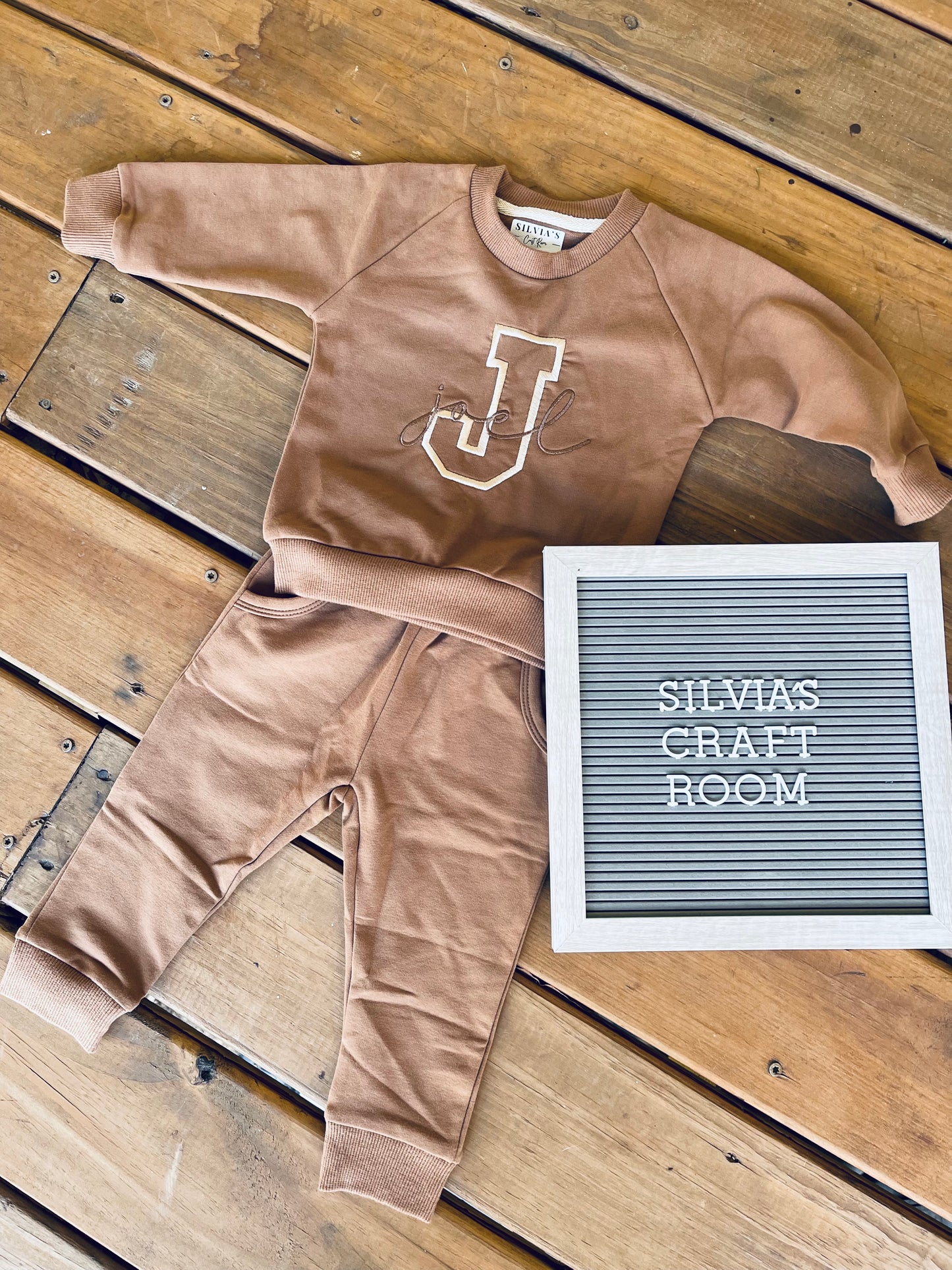 Blue Toddler Embroidered Jogger Set