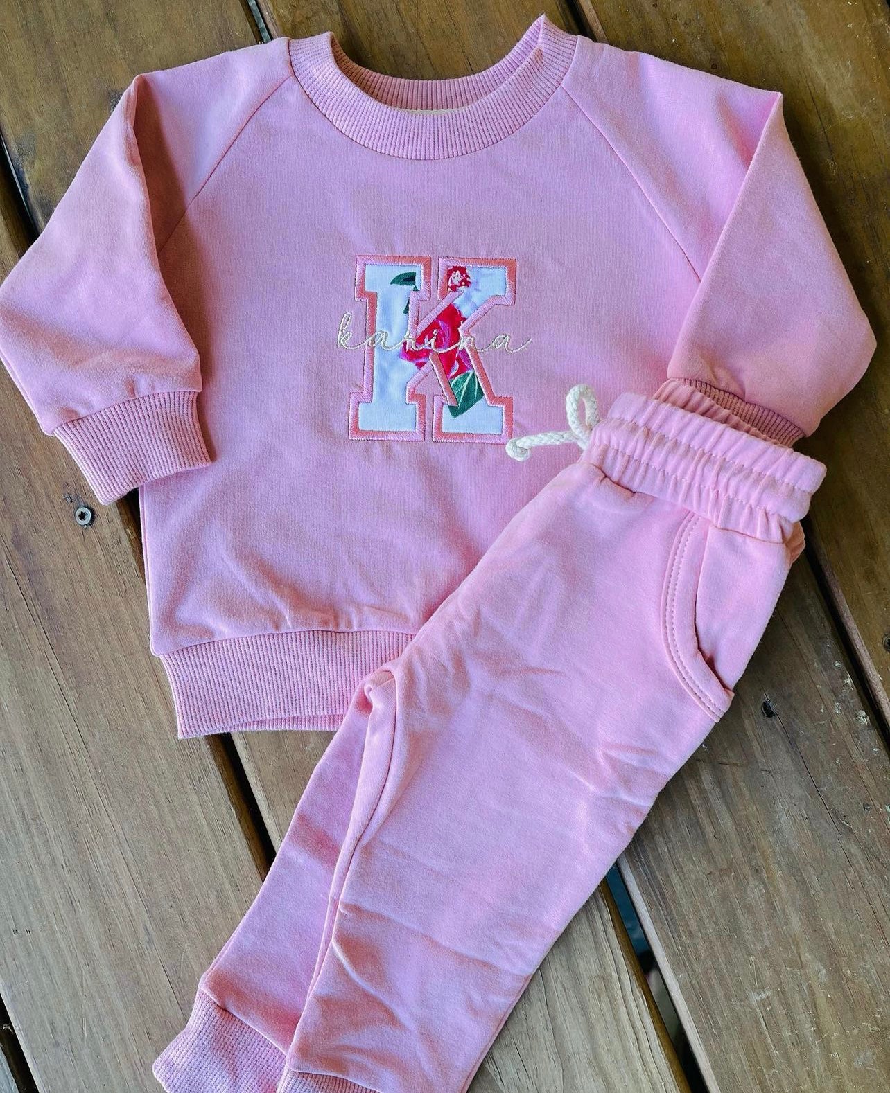 Lavender Toddler Embroidered Jogger Set