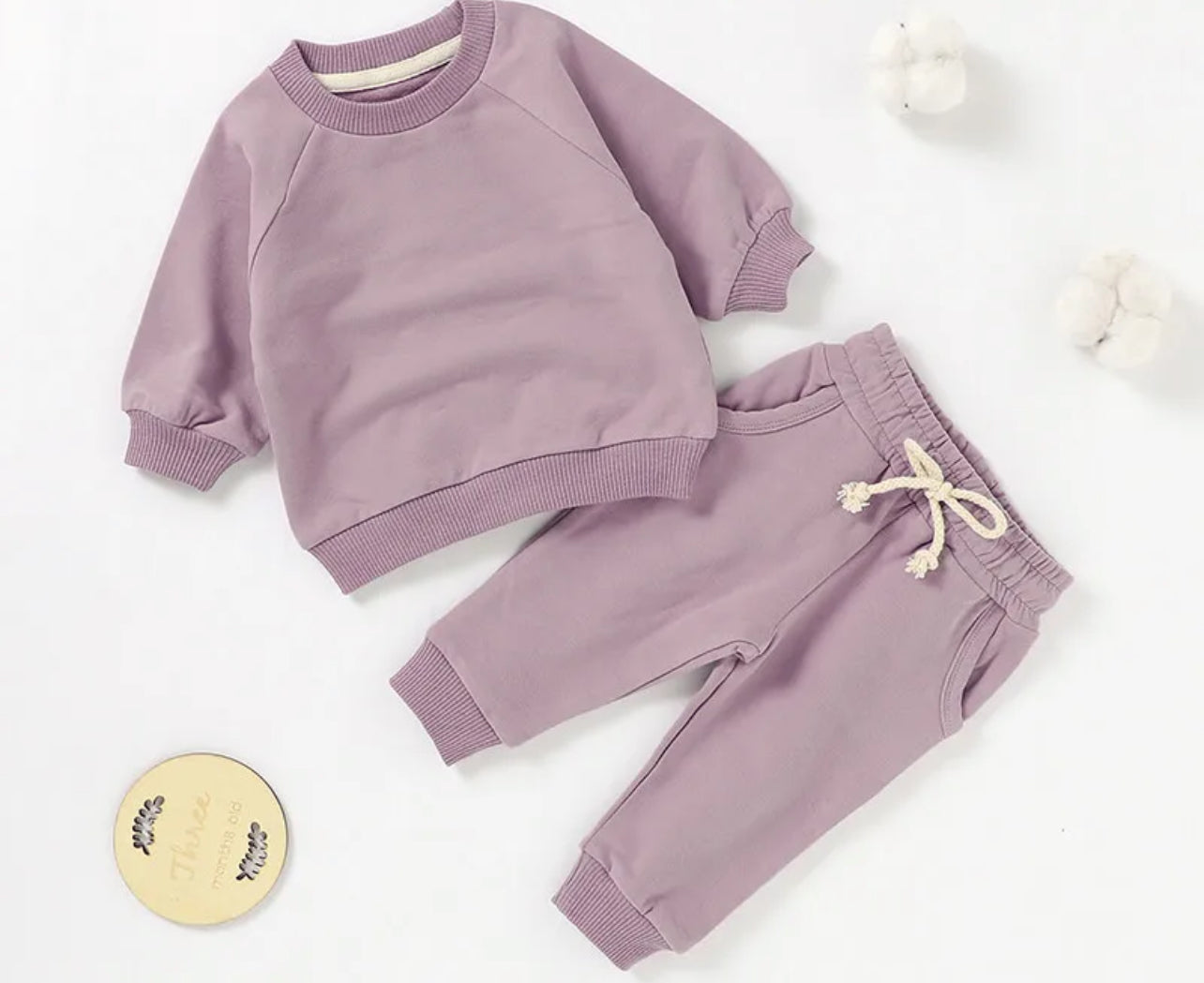 Lavender Toddler Embroidered Jogger Set