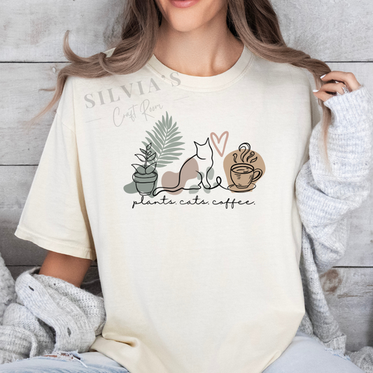Plants, Cats, Coffee DTF Transfer