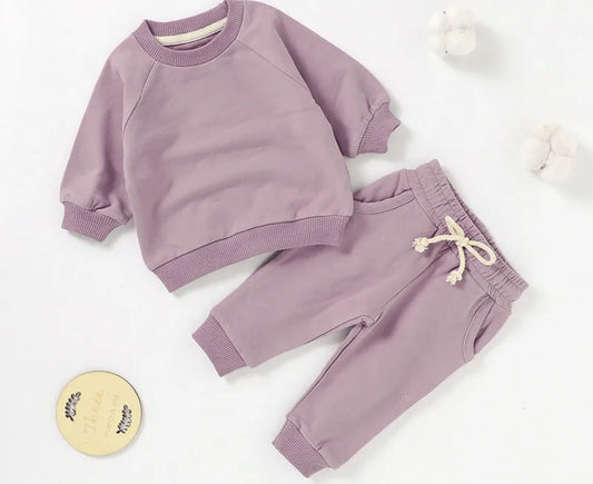 Lavender Toddler Embroidered Jogger Set